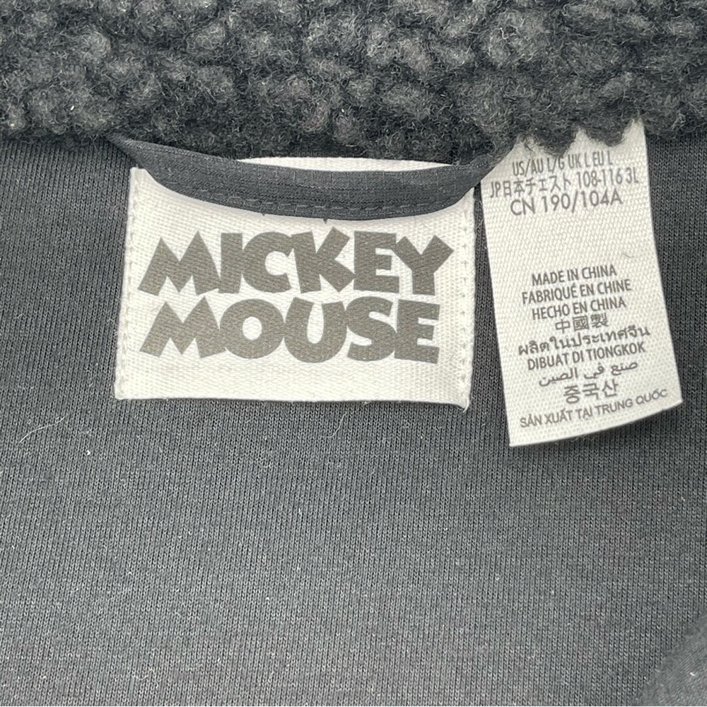 Disney Fleece Jacket Adult Large Black Mickey Mouse Full Zip Embroidered Lined - Picture 8 of 13
